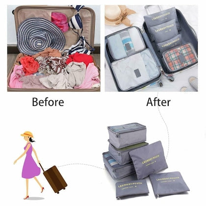 Trendora Hub Portable Cloth Organizer Storage Bags For Travelling _ 6PCs Set