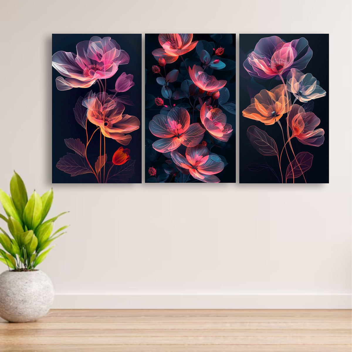 Trendora Hub Wooden Art Frames For Wall Decoration / Sticky Photo Tiles 3PCs