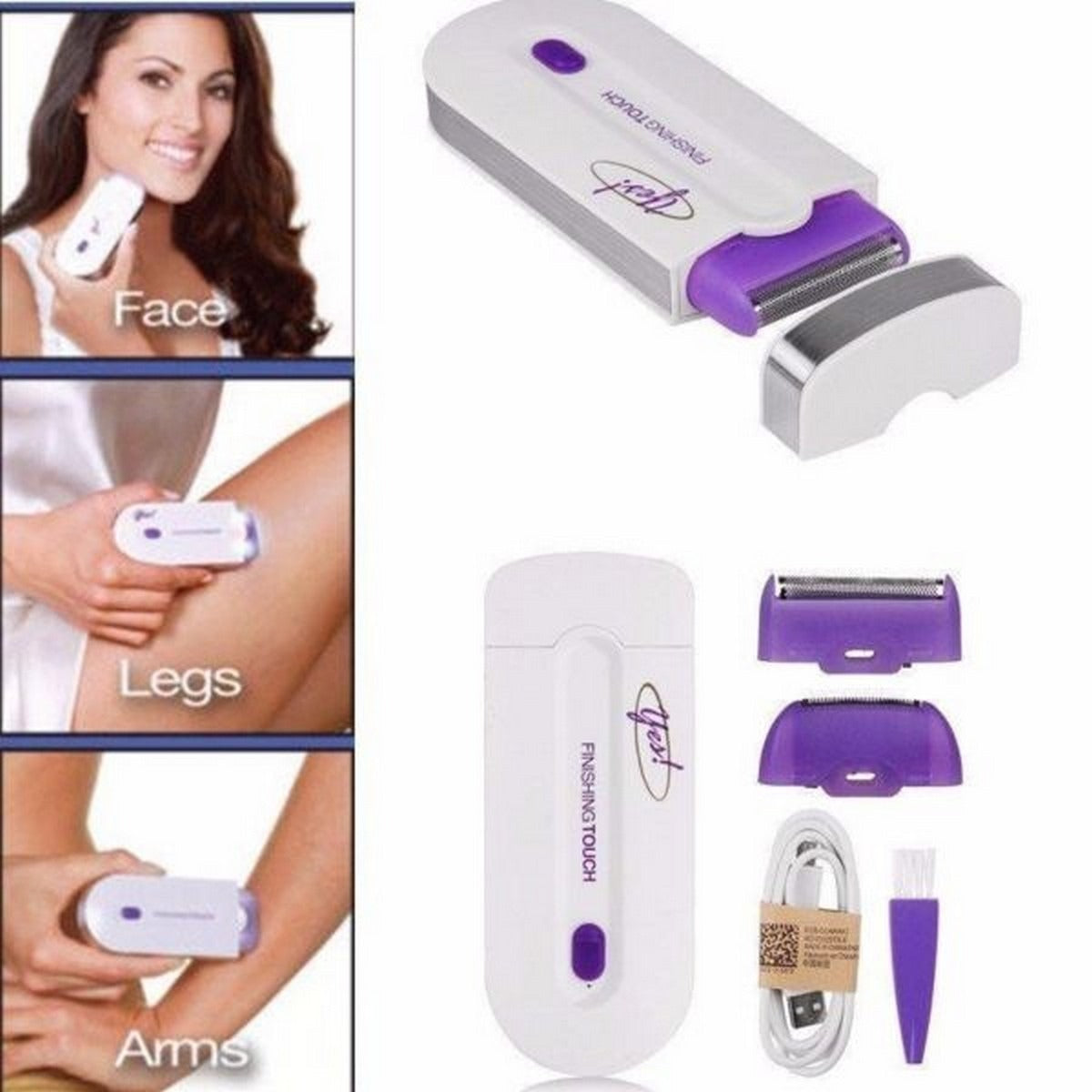 Trendora Hub Finishing Touch Yes Hair Remover – Rechargeable Painless Facial & Body Hair Removal