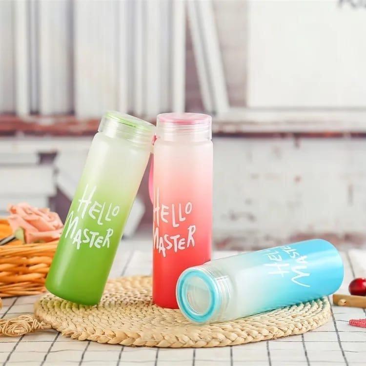 Trendora Hub Frosted Glass Water Bottle by Hello Master (480ml)