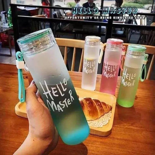 Trendora Hub Frosted Glass Water Bottle by Hello Master (480ml)