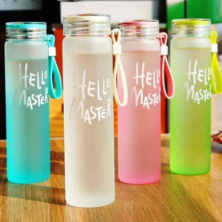 Trendora Hub Frosted Glass Water Bottle by Hello Master (480ml)