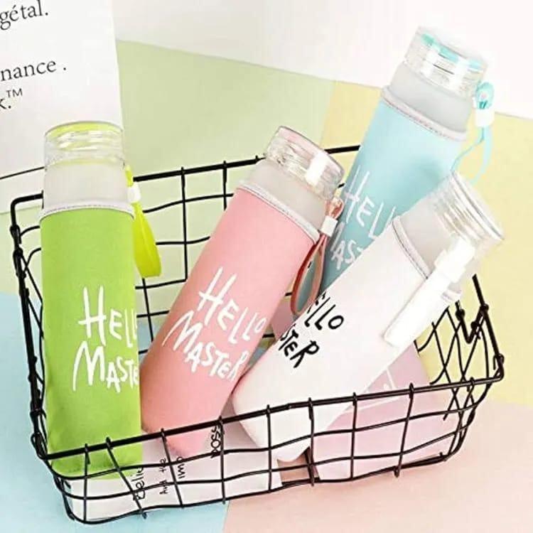 Trendora Hub Frosted Glass Water Bottle by Hello Master (480ml)