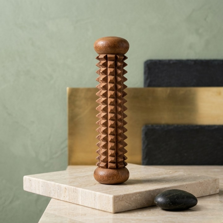 Trendora Hub Handcrafted Wooden Palm Massager – Reflexology & Acupressure Hand Roller