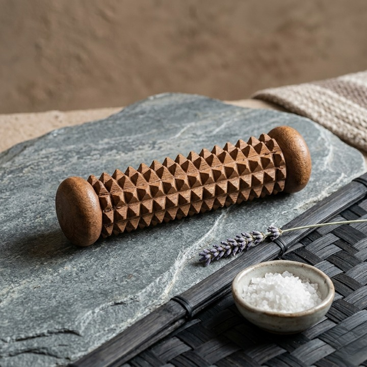 Trendora Hub Handcrafted Wooden Palm Massager – Reflexology & Acupressure Hand Roller