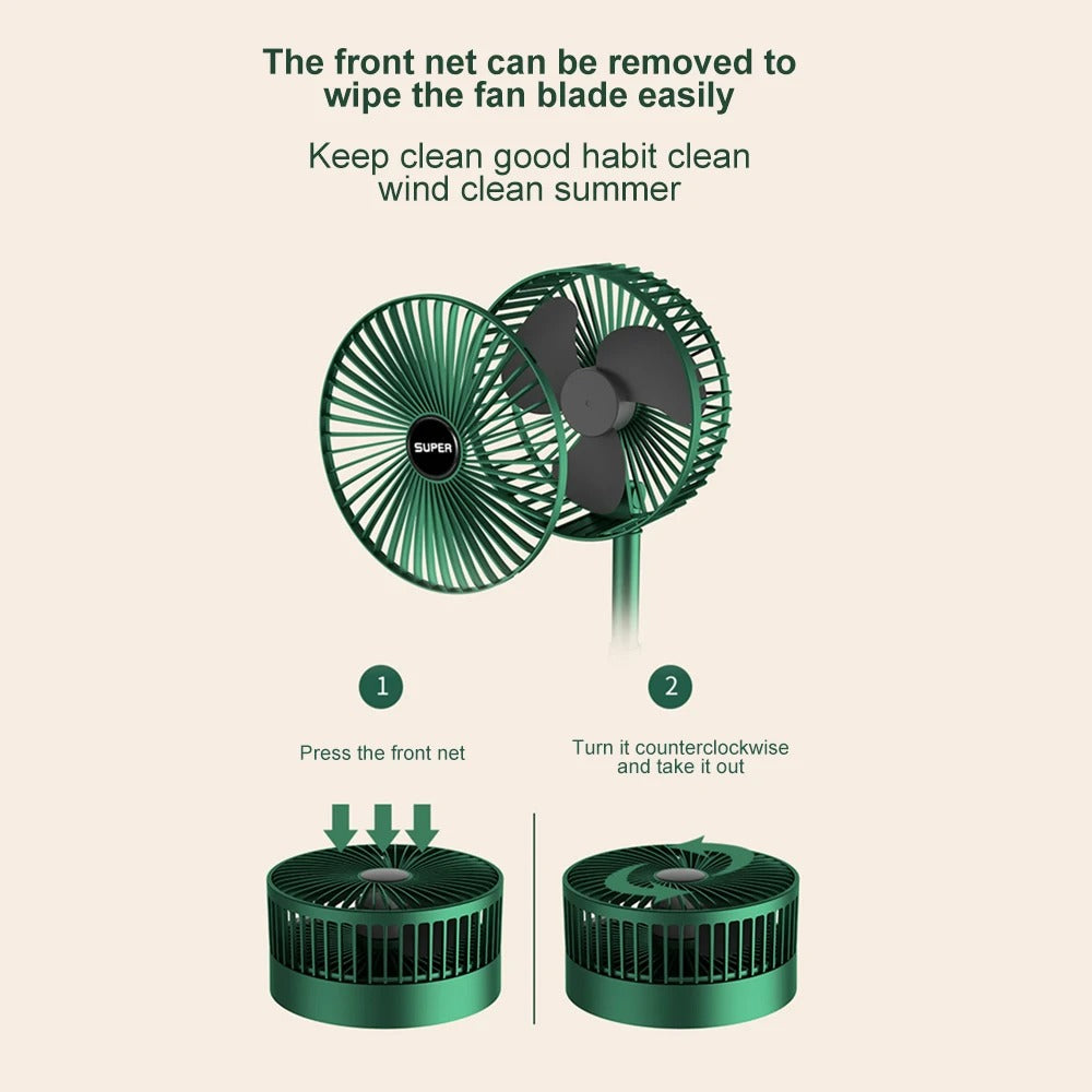 Trendora Hub Rechargeable - Portable Telescopic Folding Fan