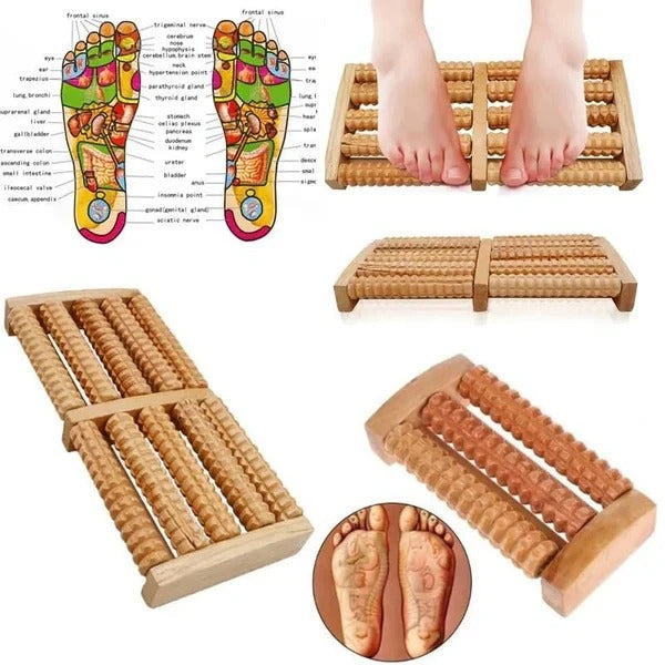 Trendora Hub Traditional Wooden Roller Foot Massager For Relaxation, Stress Relief And Improved Blood Circulation