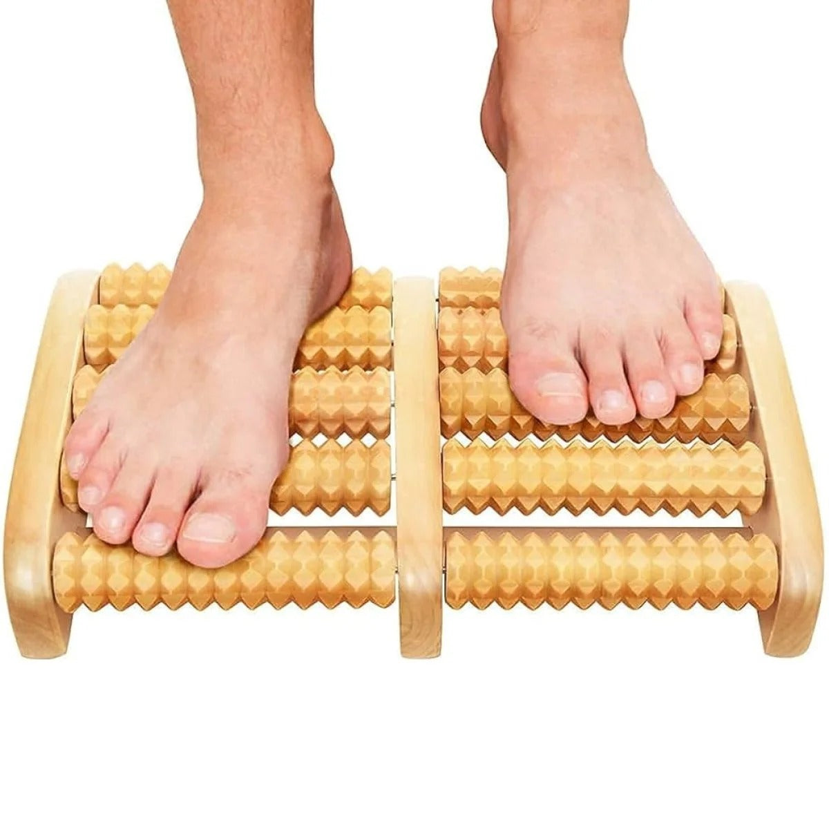 Trendora Hub Traditional Wooden Roller Foot Massager For Relaxation, Stress Relief And Improved Blood Circulation