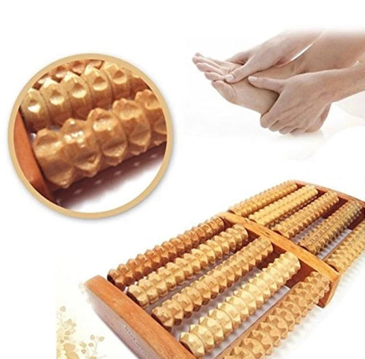 Trendora Hub Traditional Wooden Roller Foot Massager For Relaxation, Stress Relief And Improved Blood Circulation