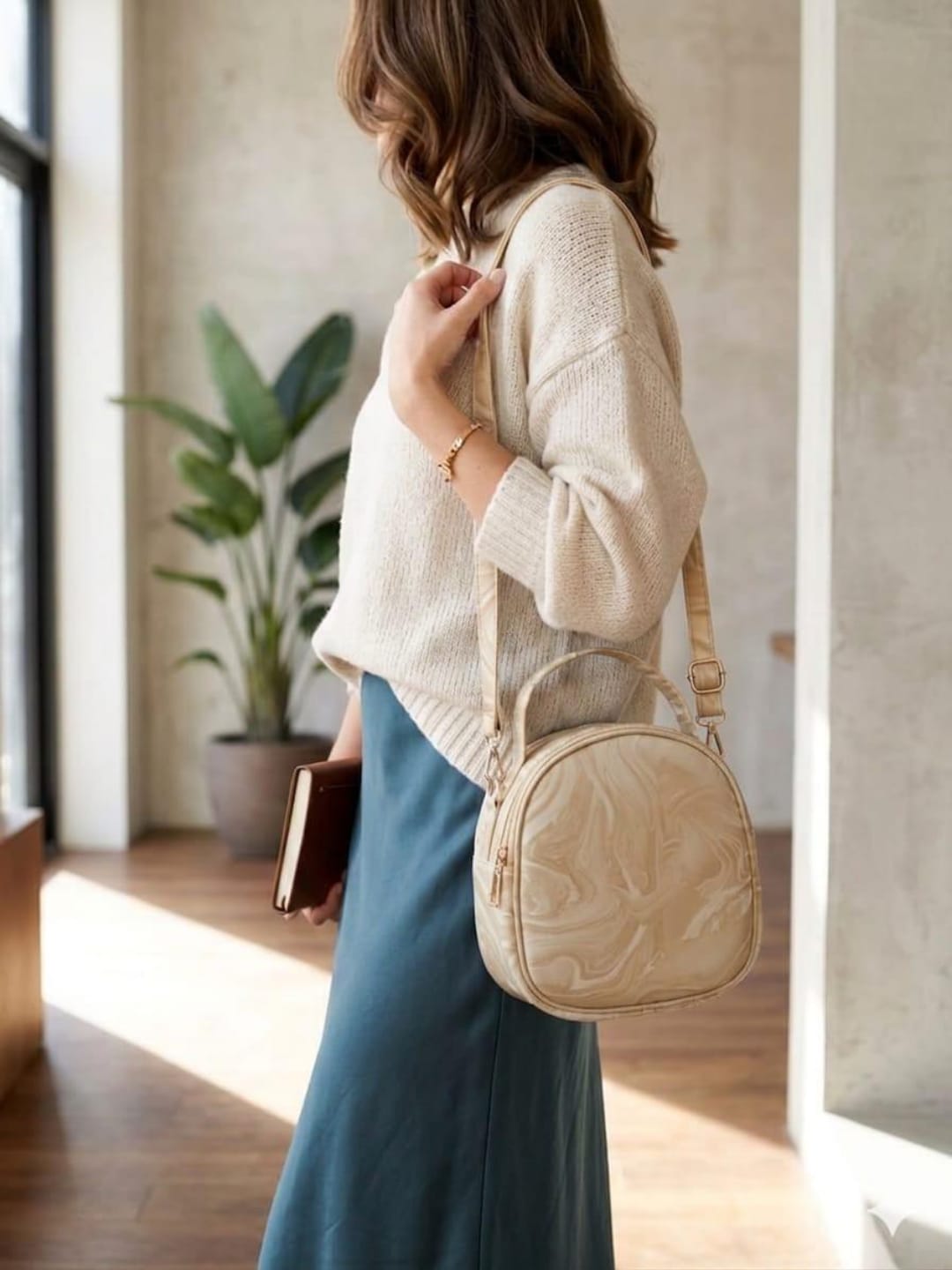 Trendora Hub Marble Gloss Mini Crossbody Handbag for Women