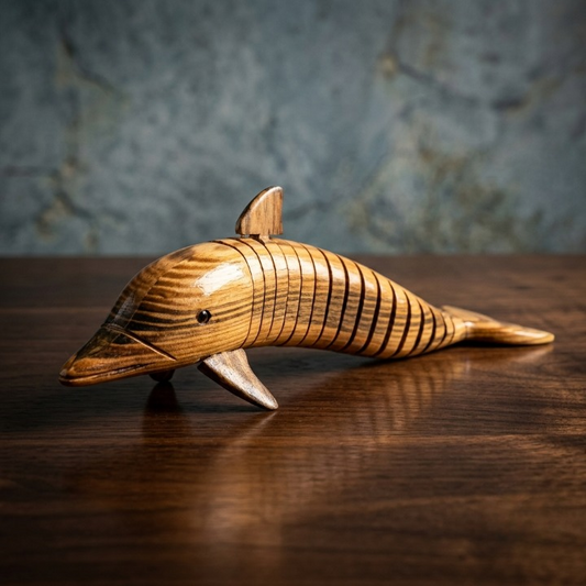 Trendora Hub Handcrafted Flexible Articulated Wooden Dolphin Fish