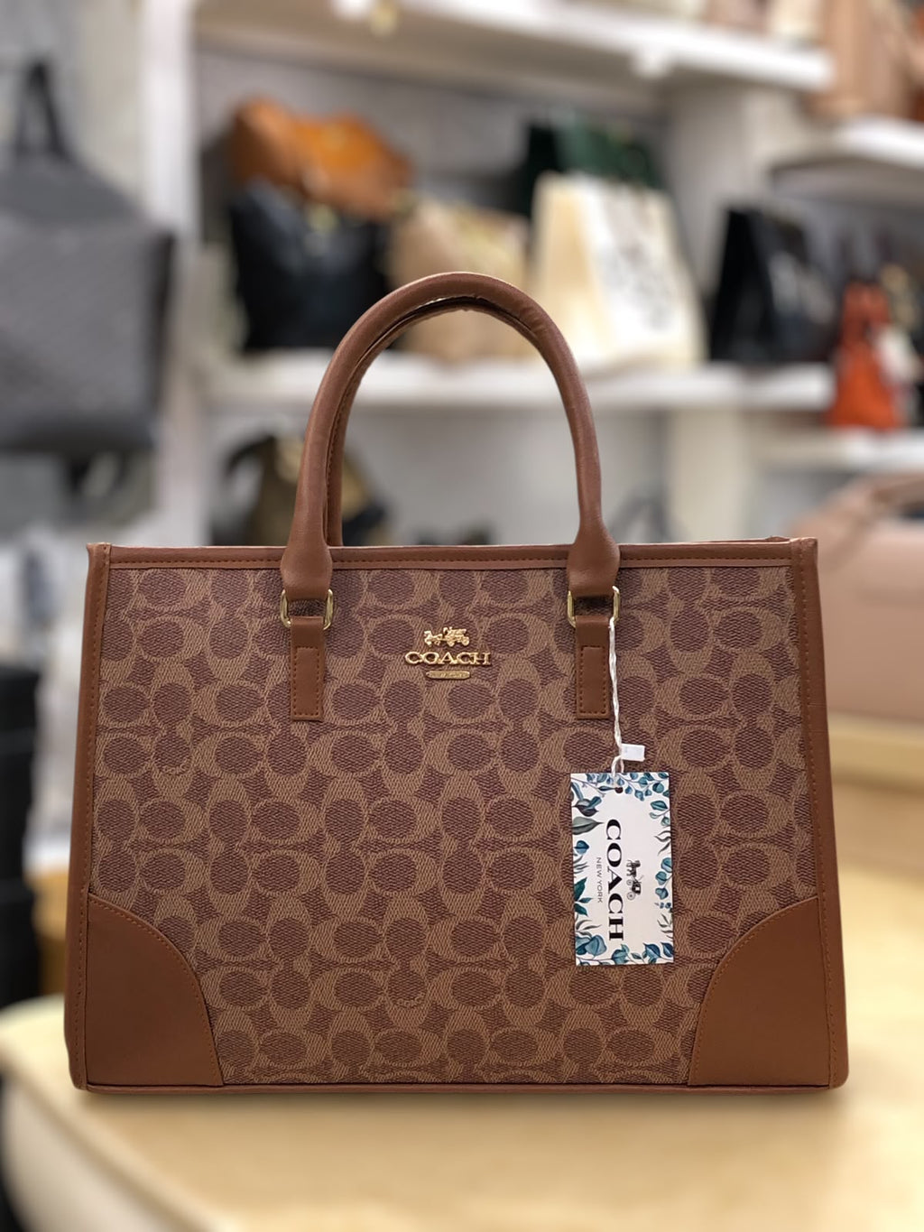 Trendora Hub Coach Signature Print Tote Bag for Women _ Random Colour