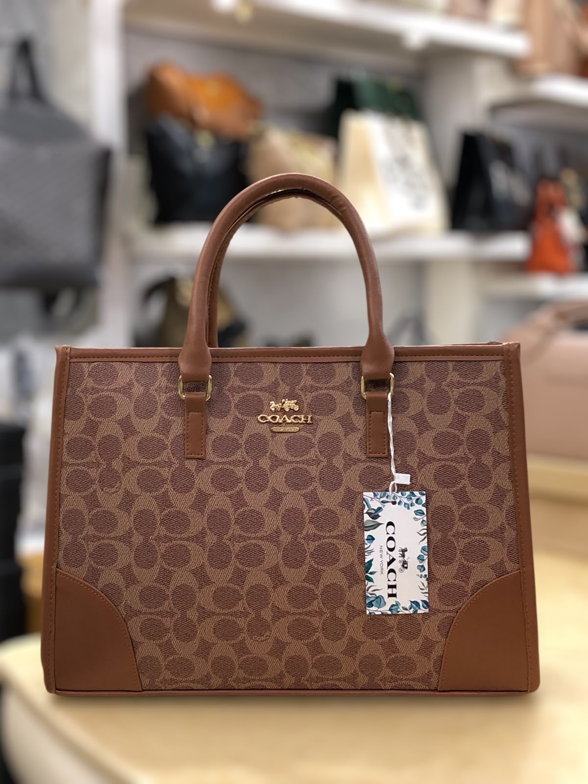Trendora Hub Coach Signature Print Tote Bag for Women _ Random Colour