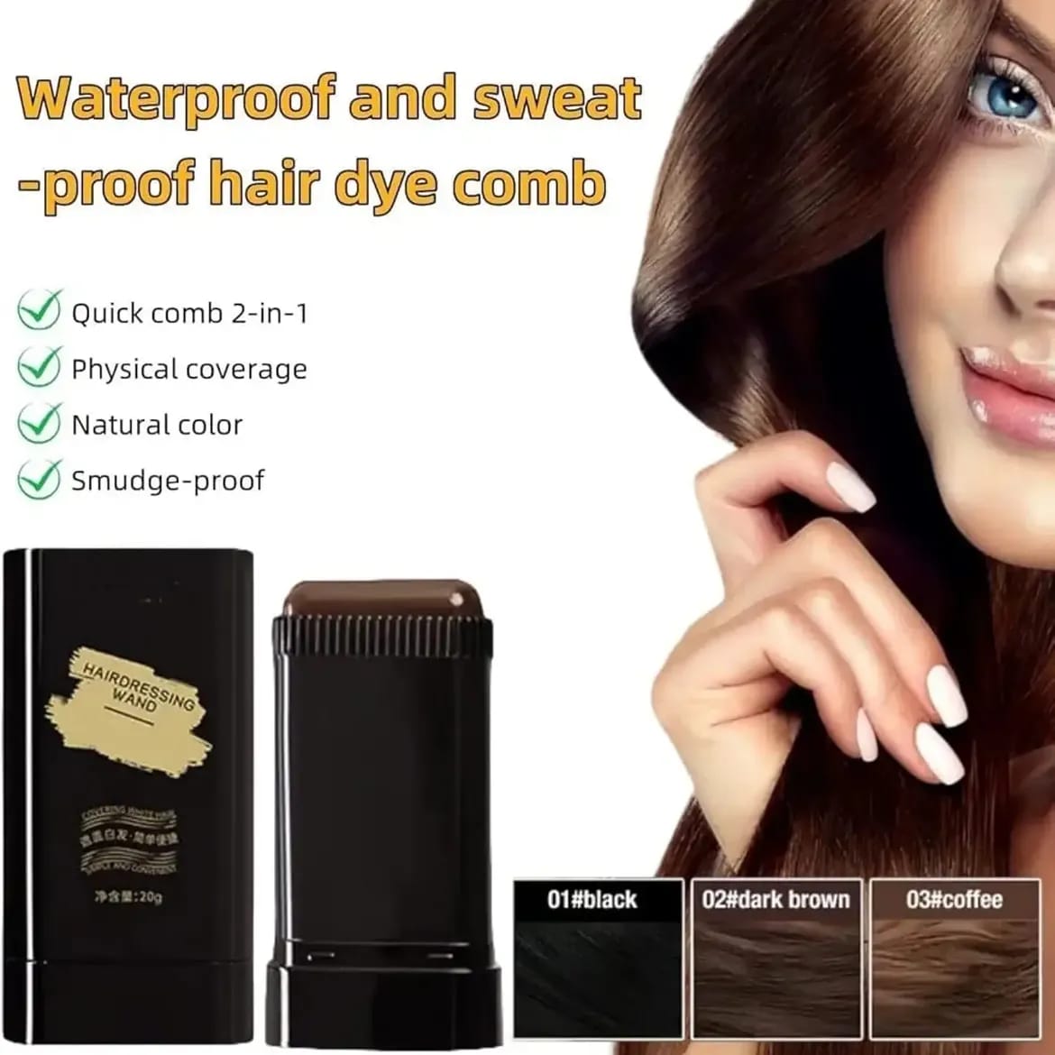 Trendora Hub Instant Hair Color Stick Root Touch-Up For Grey Coverage - Black & Coffee Brown