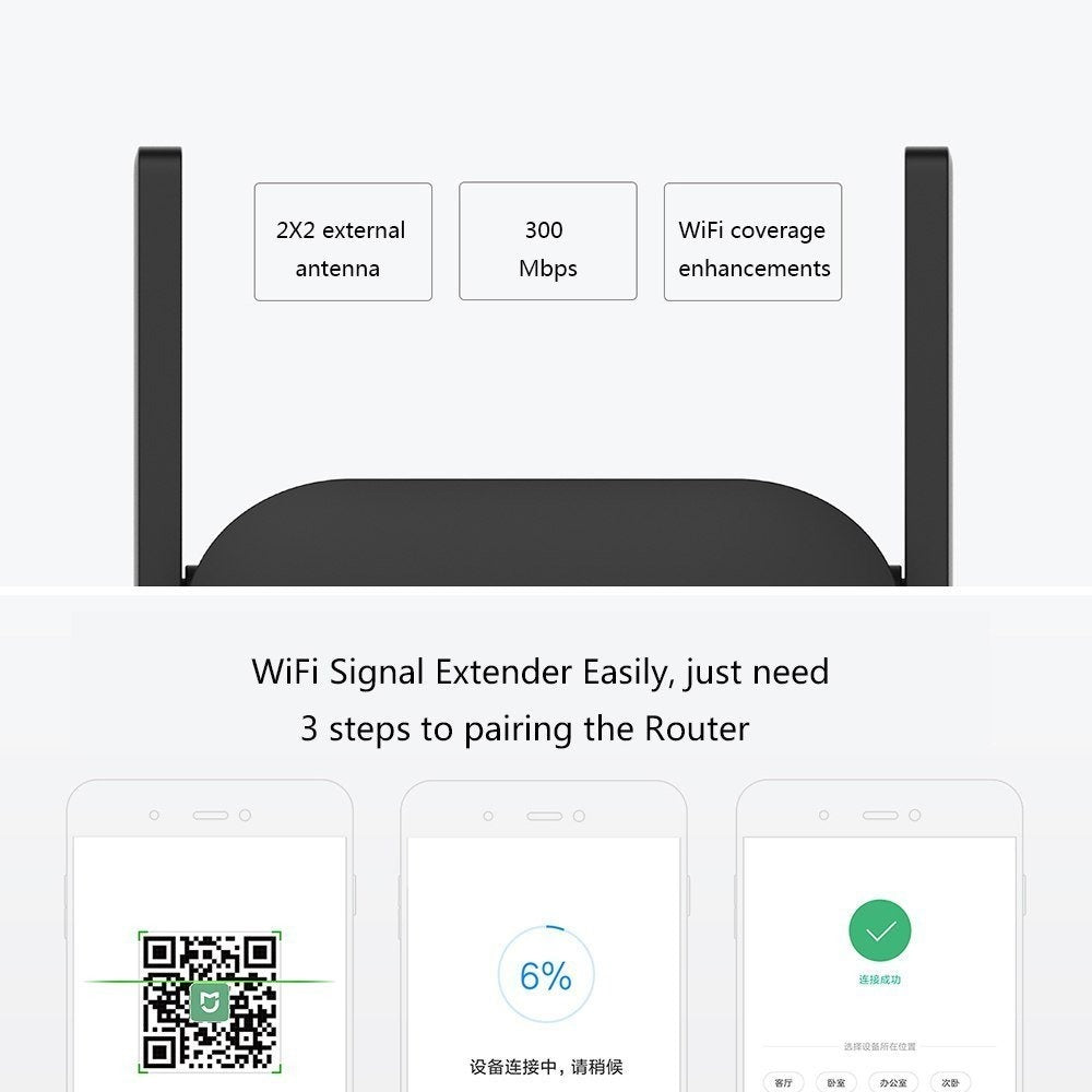 Trendora Hub Wireless Signal Booster Original Xiaomi Mi Wifi Repeater Pro 300m - With Expanded Network Coverage