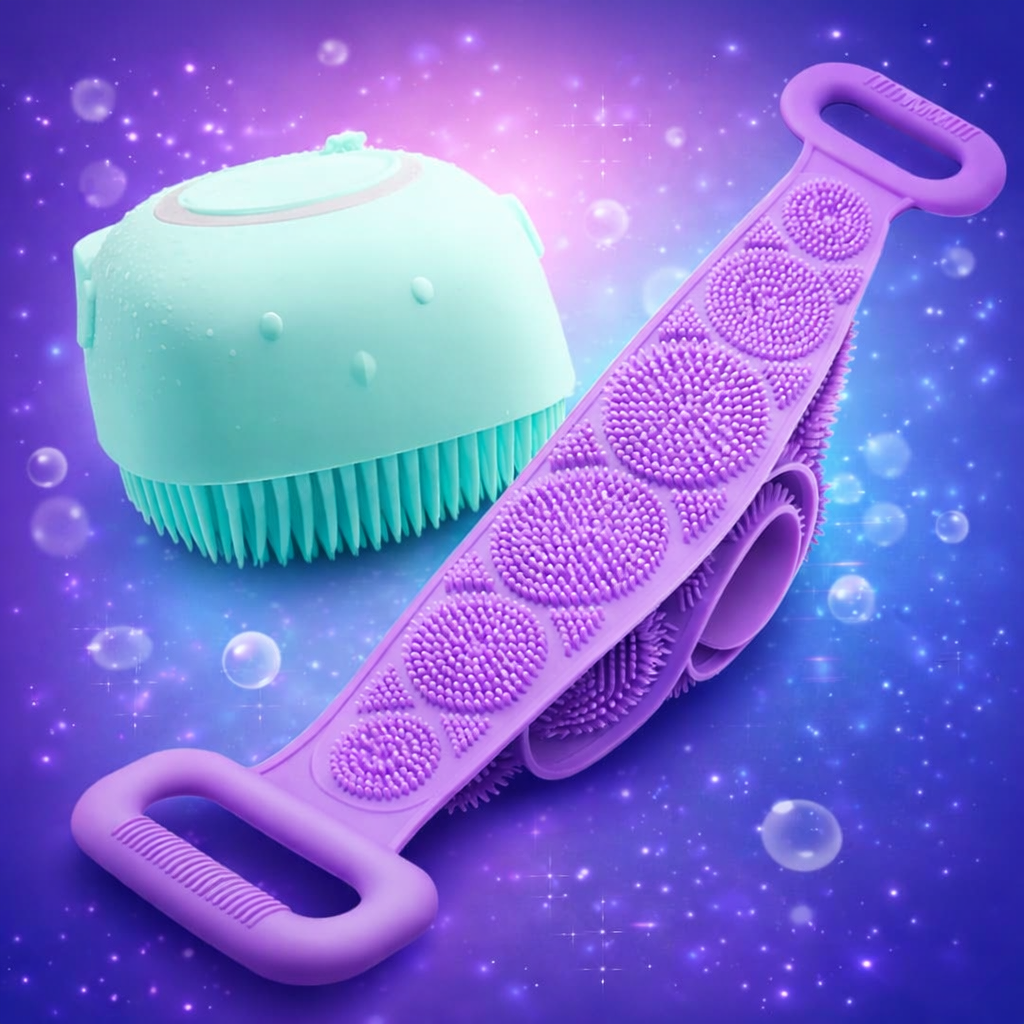 Trendora Hub 2-in-1 Silicone Bath Brush & Back Scrubber - Combo Deal