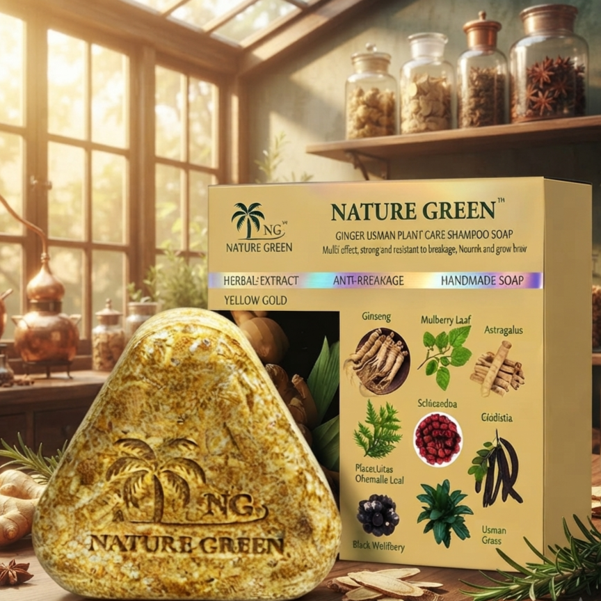 Trendora Hub Nature Green Yellow Gold Herbal Hair Soap