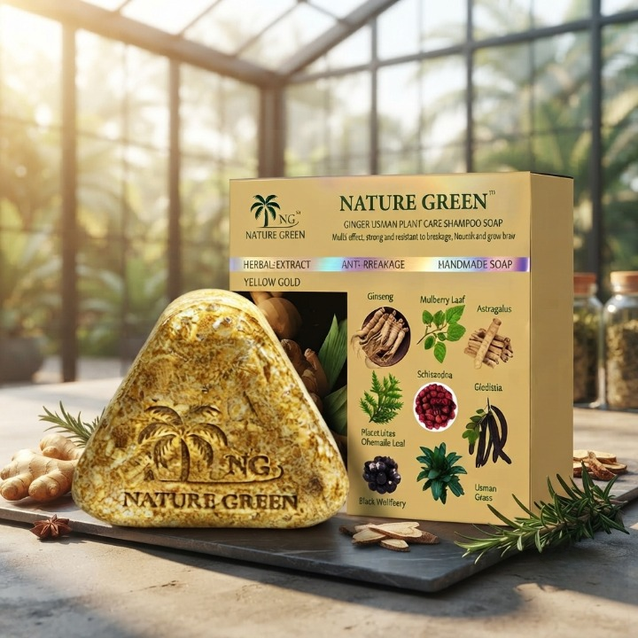 Trendora Hub Nature Green Yellow Gold Herbal Hair Soap