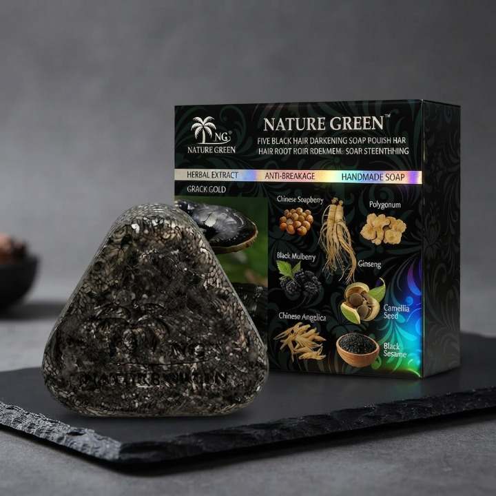 Trendora Hub Nature Green Black Ganoderma Hair Darkening Soap