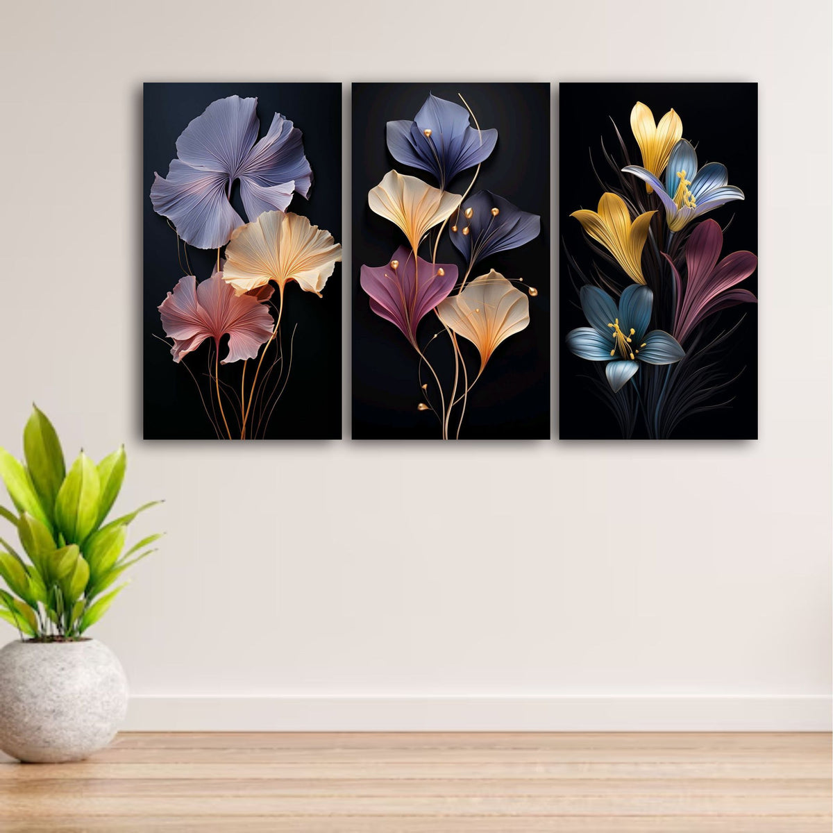 Trendora Hub Wooden Art Frames For Wall Decoration / Sticky Photo Tiles 3PCs