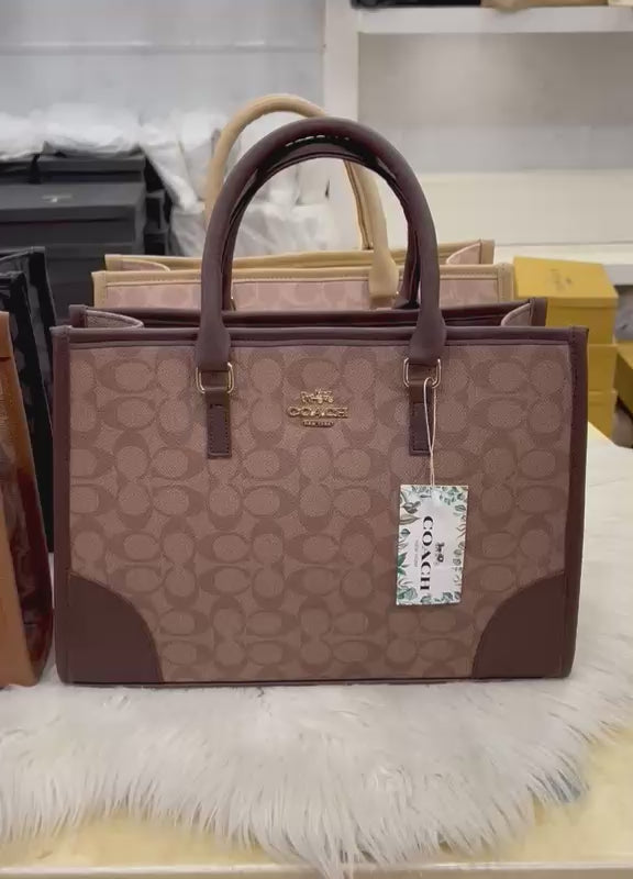 Trendora Hub Coach Signature Print Tote Bag for Women _ Random Colour
