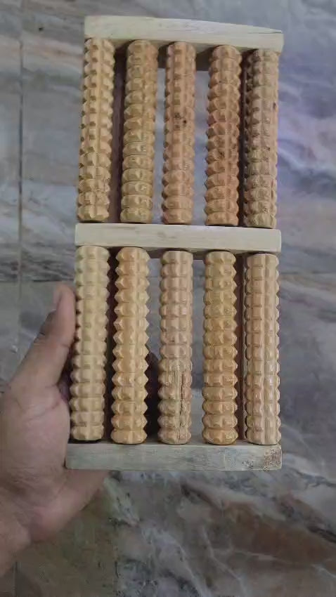 Trendora Hub Traditional Wooden Roller Foot Massager For Relaxation, Stress Relief And Improved Blood Circulation