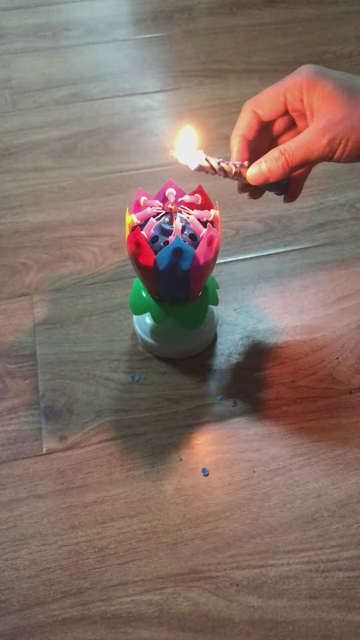 Trendora Hub Melody Birthday Candle With Rotating Petals and Colorful Flames